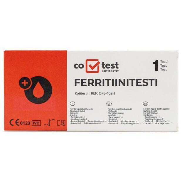Co-Test CE-merkitty Ferritiinitesti kotikäyttöön. Tuotekoodi: Co_16