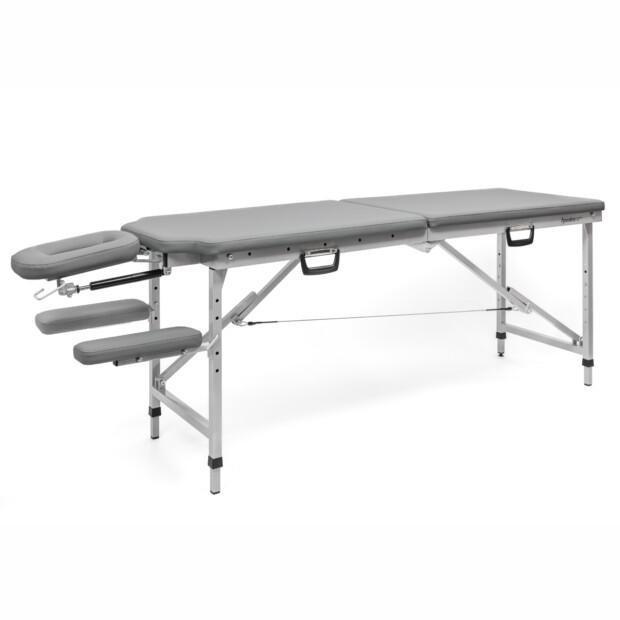 Harmaa Fysioline Compact Pro -matkahoitopöytä. Tuotekoodi: 115102_a