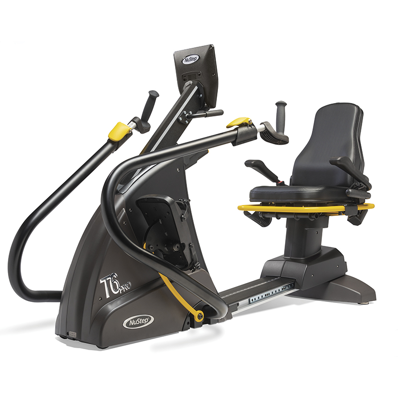 Nustep T6pro_1 Istuma-asennossa käytettävä Nustep-crosstrainer mahdollistaa koko kehoa aktivoivan harjoittelun matalakuormitteisesti. Tuotekoodi NuStep_T6PRO