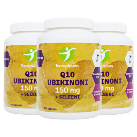 Terveyskaista Ubikinoni Q10 150 mg + seleeni 100 kaps 3kpl PAKETTITARJOUS_TK109_3x